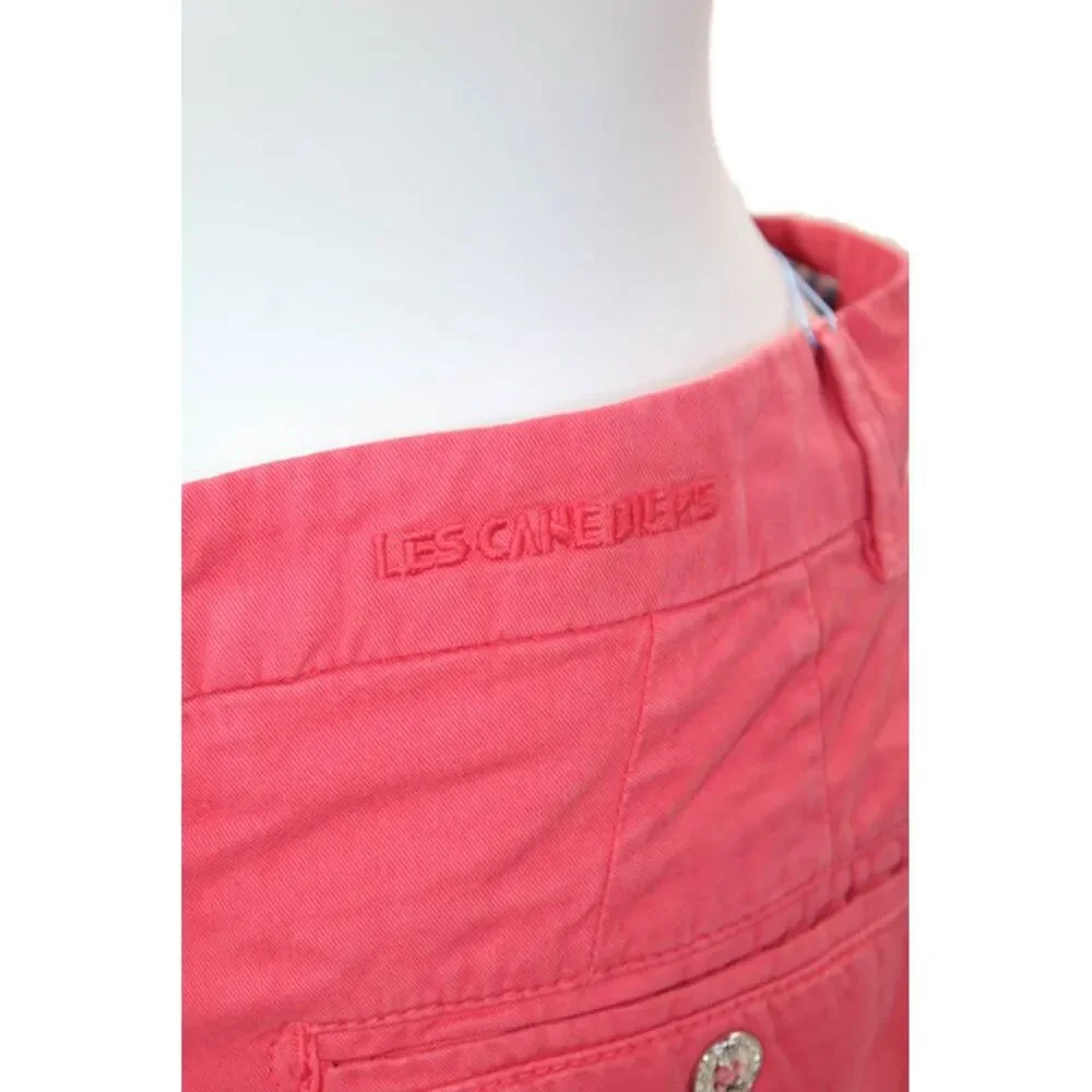 Les Canebiers Womens Cotton Zip Button Boot Leg Lined Pants Pink Size XS